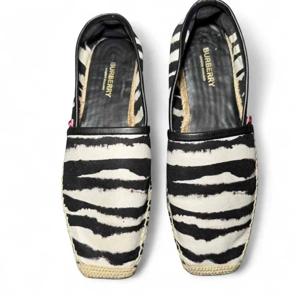 Burberry Women's Abstract/Zebra Print Flat Slip-on Espadrilles EU40/US9.5